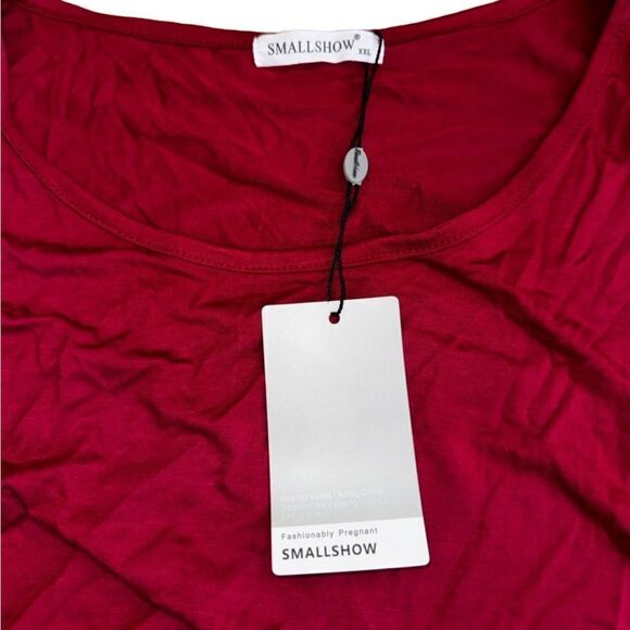 [NWT] Smallshow Summer Ruched Bodycon Maternity Dress - Red - Size XXL - Picture 6 of 8